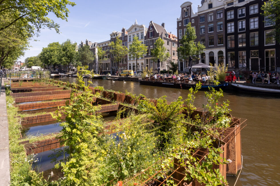 De kopse kanten van de constructies zijn gevuld met klei. Daar is het minder nat en gedijen struiken als hulst en lijsterbes erg goed.